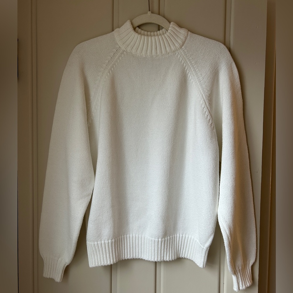 Vintage Land End 100% Cotton Fisherman Mockneck Sweater